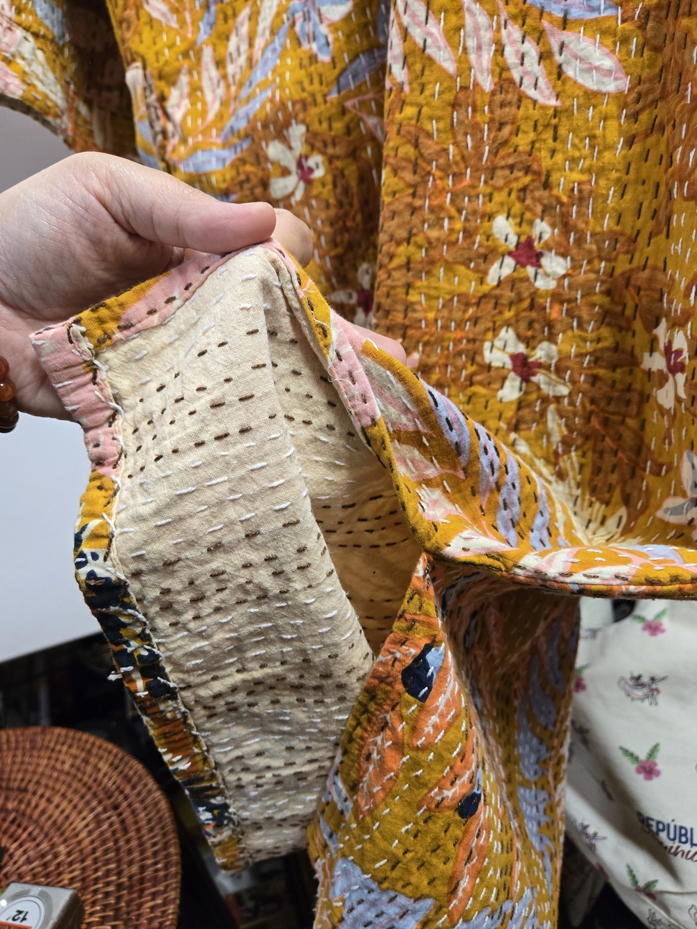 Boho Floral Kantha Kimono - Picture 8 of 8